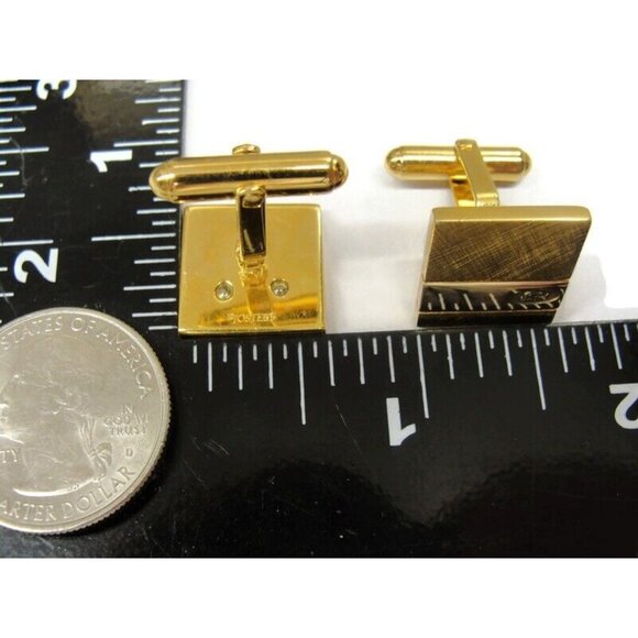 Josten's Cufflinks Gold Tone 10K Gold Ford Insert Wedding Tux Vintage - Picture 7 of 14